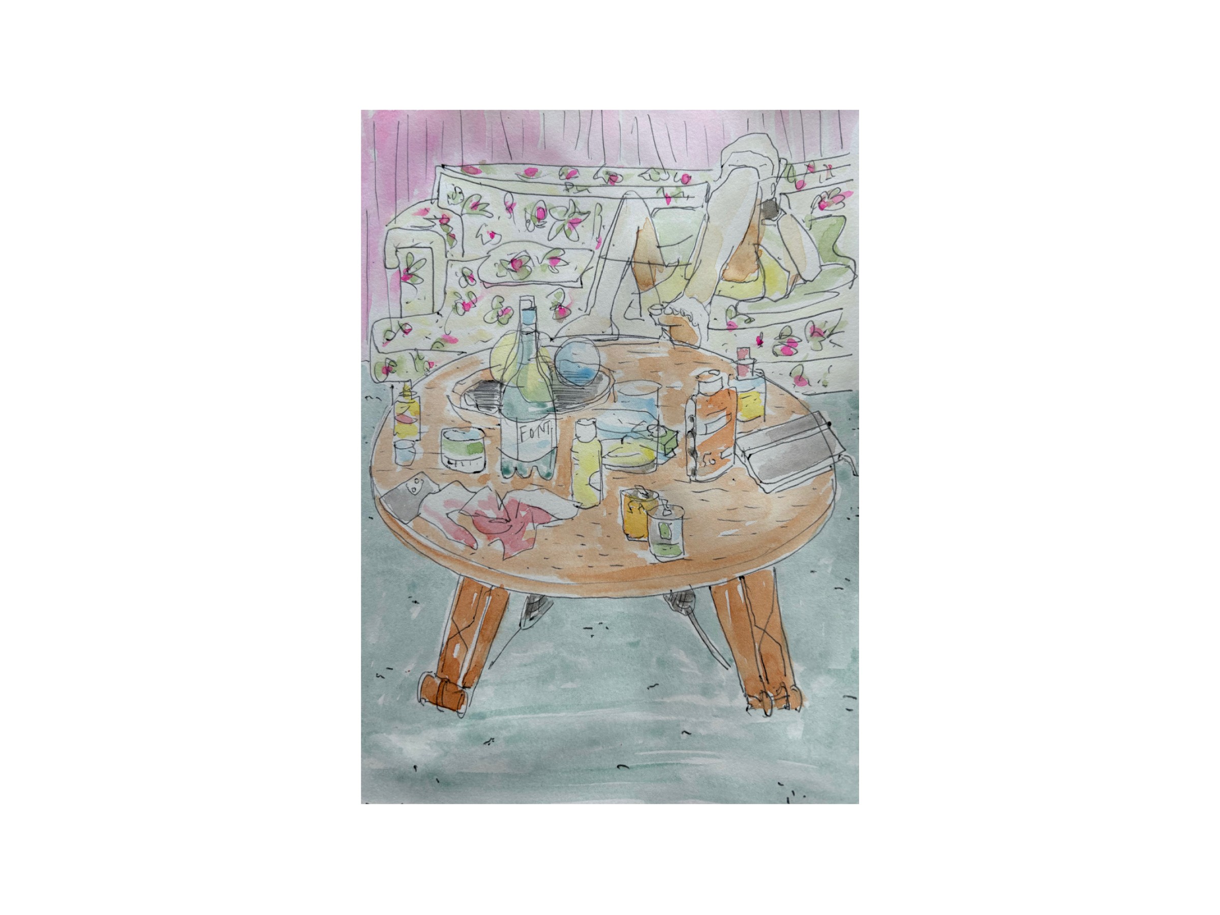 bakio house with ants - aquarelle on paper